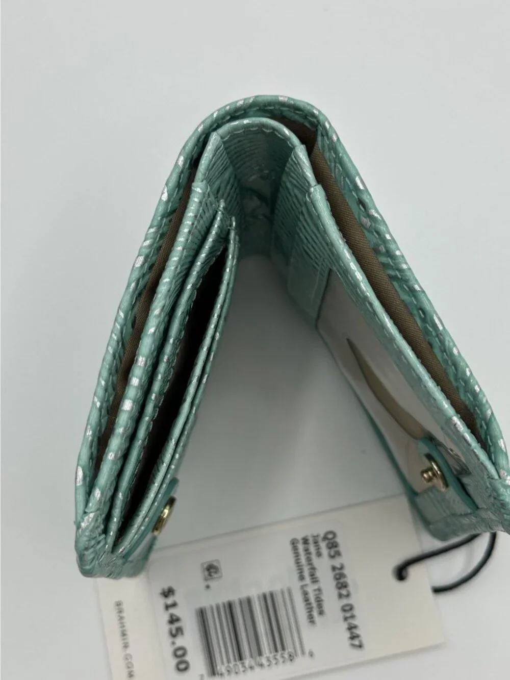 Brahmin Jane Waterfall Tides Seashell Embossed Leather Bifold Wallet NWT